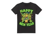 Teenage Mutant Ninja Turtles Mens Group New Year T-Shirt (Black) - UTTV6368