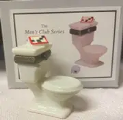 Porcelain Hinged Box Toilet w Roll Paper Trinket Midwest PHB New in Box NOS