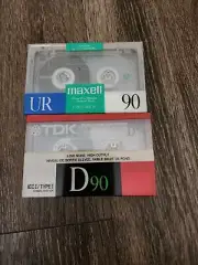 2 90 minute cassette tapes 1 TDK & 1 Maxell