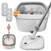 Mop Set with 6 Pads and Bucket for Easy Clean Rotating Head Adjustable Handle