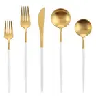 Matte White Gold Silverware Set Oliviola 20-Piece Stainless Steel Flatware Cutle