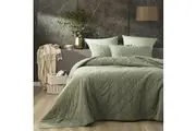 Renee Taylor Attwood VT Queen/King Bed Quilted Coverlet Stone Washed Cotton Fern