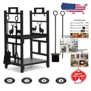 Freestanding Iron Firewood Storage Rack - Convenient Tools & Elegant Aesthetics