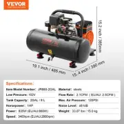 Portable Oil Free Air Compressor 8L 8bar Compact Quiet Lightweight Quality