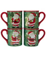 Certified International Holiday Magic Santa Set of 4 Mugs