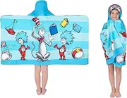 Franco Dr. Seuss Cat in The Hat Bath/Pool/Beach Soft Cotton Terry Hooded Towel Wrap, 24 in x 50 in, by Kids