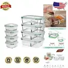 Durable Borosilicate Glass Meal Prep Containers, BPA-Free & Oven Safe - 8 Pack