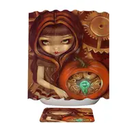 Autumn Colors Girl a Clockwork Pumpkin Shower Curtain