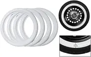 16" Whitewall Rubber Disc Circle Ring Round Topper Tire Trim Set of 4