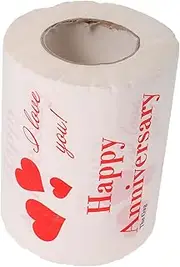 Ipetboom 1 Roll Printed Tissue Printed Toilet Paper Anniversary Scrubber Joke Wipes Potty Mini Tubeless Double Flushable Fake Novelty Jokes Public Toilet Stamp Red Virgin Wood Pulp Paper