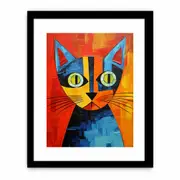 Red Cat Canvas Framed Art