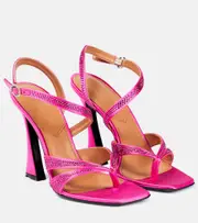 [D'Accori] D'Accori Raya crystal-embellished satin sandals AU 10.5 pink