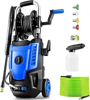 4800 PSI Electric Pressure Washer- 4.0 GPM High Power Washer with 33FT Hose Reel, 4 Spray Tips and Soap Bottle for Car Washing, Fence Cleaning, Patio Maintenance（Upgraded） (Blue)
