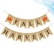 Thanksgiving Bunting Burlap Party Decorations Maple Leaves Flag