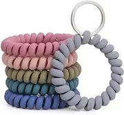 [heatunk] 6PCS Stretchable Wristband Keychain - Flexible Spiral Wrist Coil Band with Key Ring for Sauna, Gym, Pool, ID Badge, and Outdoor Sports