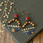 Recycled Tin Earrings Boho Dangle Czech Glass Beads Brass Ear Wires