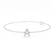 Bevilles Diamond Initial Slider Bracelet in Sterling Silver