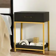 1 Drawer Artiss Bedside Table with Shelf Black