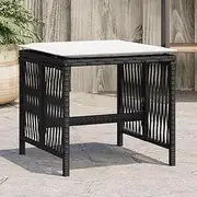 Garden Stools with Cushions 4 pcs Black Outdoor Furniture Poly Rattan Patio Set
