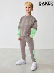 Baker by Ted Baker Grey Colourblock Sweatshirt and Joggers Set (E04491) | $50 - $60