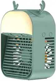 Cartoon Mini Air Conditioner Air Cooler Fan 7 Colors Light USB Portable Air Conditioner 3 Gear Personal Space Air Cooling Fan-Green