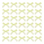 100Pcs Mini Ribbon Bow 1.8 inch Mini Fabric Satin Ribbon Light Yellow