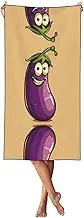 YANYU Cartoon Eggplant Print Bathroom Towels Beach Towel Oversized for Adults Quick Dry Lightweight for Summer