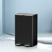 Cefito Pedal Bins Rubbish Bin Dual Compartment Waste Recycle Dustbins 60L Black