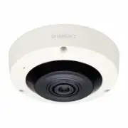 Hanwha XNF-8010R X-Series 6MP IR Indoor Fisheye Camera, 1.6mm Fixed Lens, Ivory