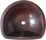 16" D-Shaped Undermount Hand-Hammered Antique Bathroom Copper Sink