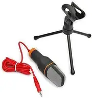 HAMPPLIES Wired Condenser Microphone with Clip Holder for Skype MSN Karaoke Vocal Performance Portable Plug for PC Black Microphone for Recording