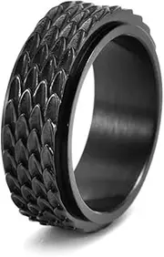 [JIPSJICI] Dragon Scale Anxiety Ring Cool Stainless Steel Snake Dragon Scales Spinner Rings Fidget Ring for Men Women Gift
