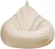 Bean Bag No Filler, Gaming Beanbag Chair Cover for Kids Adult Without Filling Highback Comfortable Lazy Sofa Beanbag Soft Toy Storage Bean Bag Seat 100 * 120cm(Off White)