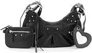 [karfri] Y2k Crescent Shoulder Purse: Cute 90s 2000s Punk Studded Underarm Purse
