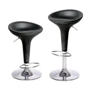 CONTEMPORARY "LEATHER" BAR STOOL BLACK BARSTOOL - ADJUSTABLE CHAIR-SET OF 4