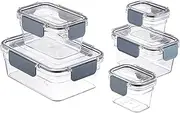 [Amazon Basics] Tritan 10 Piece (5 Containers and 5 Lids) Locking Food Storage Container - Clear
