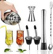 findTop 26 oz Cocktail Shaker Bartender Set, Stainless Steel Bartender Set, Shaker Bottle, Mixing Spoon, Muddler, Measuring Jigger, Liquor Pourers