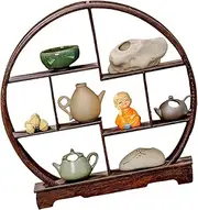 MYCENSE Wooden Display Stand Desktop Curio Shelf Items Included Decorative Shelf Traditional Chinese Wooden Plant Stand for Desktop , Semi Circular, 11Pcs