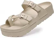 [Goosecret] Women's Platform Sandals with Arch Support Comfortable Foam Slides Lightweight Thick Soles | Adjustable Buckle | Ultra Cushion