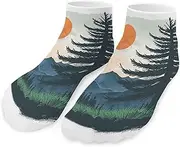 [QMNVBDS] Trees And Mountains Socks Ankle Length Socks Casual Short Socks for Women Men Low Cut Sports Socks Running Socks No Show Socks Ankle Socks Athletic Socks Workout Socks, Style, One Size, Style