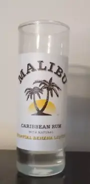 Malibu White Rum Tropical Banana Liqueur Tall Shot Glass