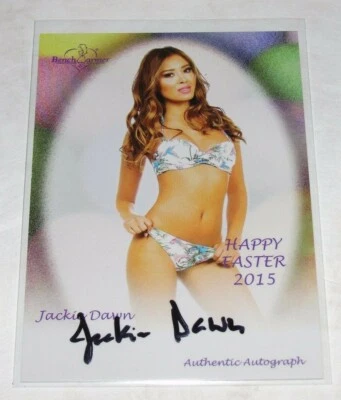 2015 Benchwarmer Signature JACKIE DAWN #4 HAPPY EASTER Auto PLAYBOY Cybergirl