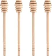 ICEYLI 4 Pcs (6.3 Inches) Wooden Honey Mixing Stirrer Honey Dipper Sticks Honey Comb Stick Honey Spoon Collecting Dispensing Drizzling Jam
