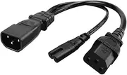 Toptekits C14 to C13+C7 Y Splitter Power Plug Cord,Single IEC 320 C14 Male to C13+C7 Female Splitter Adapter Cable Cord(C14 to C13+C7)