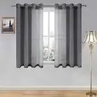 Sheer Curtains for Living Room Bedroom - 52"W x 54"L (Pack of 2) Dark Grey