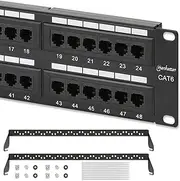MANHATTAN 48-Port Network Patch Panel Cat-6 – 2U UL Listed - Rackmount Wall Mount – Cable Management Bar – Rack Mount Hardware - Installer Grade 3µ Gold Plated Contacts - Lifetime Mfg Warranty 720816