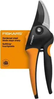 Fiskars 79436997J Softgrip Bypass Pruner, Black/Orange