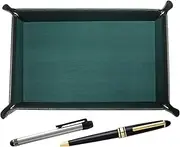 Japanese Moss Green Cowhide Leather Pen Tray Metal Touch Stick Silver and Metal Ring Cap Sliding Retro Pen Set TRAMG-ALST-8838B