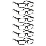 Boost Eyewear 6 Pack Reading Glasses Traditional Black Frames for Men and Wom...