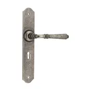 6358 Door Lever Reims Lock Pair Rumbled Nickel H240xW40xP70mm